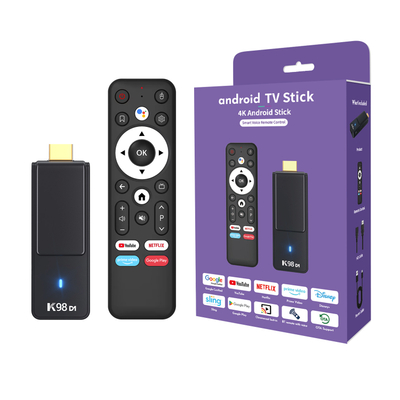 K98 D1 Android Tv Stick 4K HD 2.4G Wifi IR Remote Android 14 ATV RK3518 Bluetooth voice-activated remote